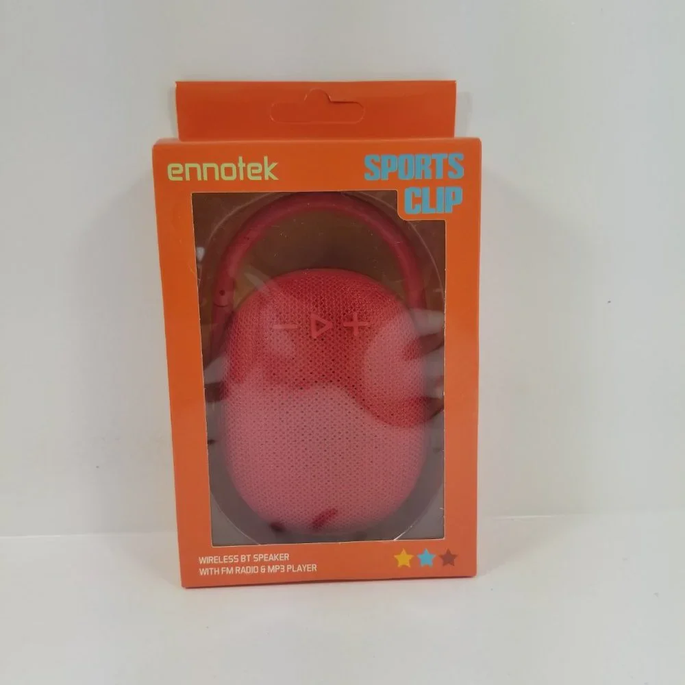 Sports clip Speaker red wireless with FM radio, MP3 player